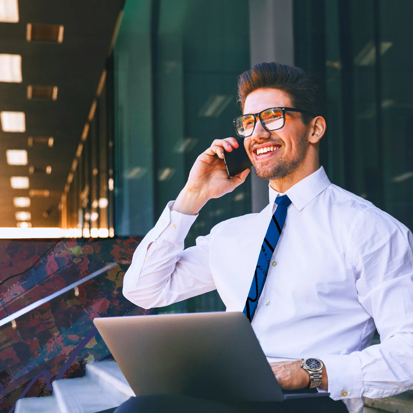 Direct selling and micro-entrepreneurship go hand in hand. Man calls someone on the phone while he is working remotely