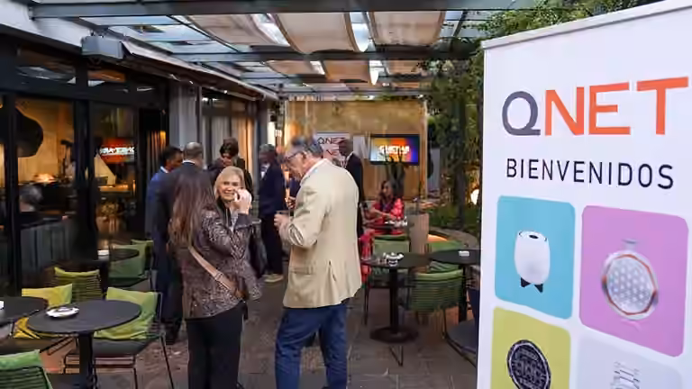 QNET South America banner welcomes guests to the soft launch in Argentina